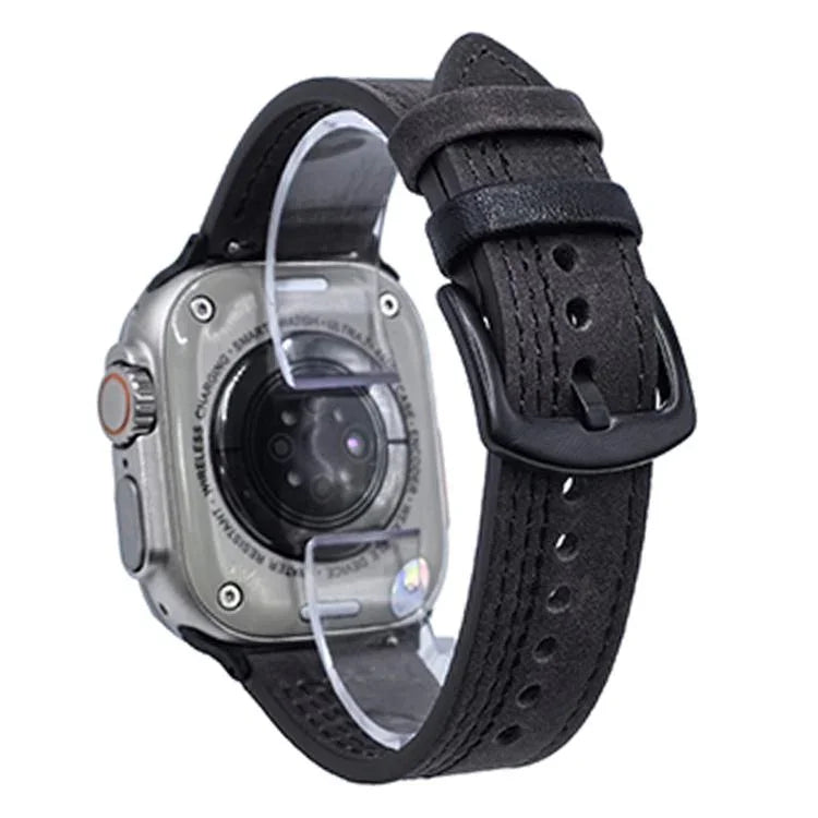 7줄 트라이스타 버클 당김 가죽 시계줄, 애플 워치 46mm / 49mm / 45mm / 44mm용, 애플 워치 42mm / 41mm / 40mm / 38mm용