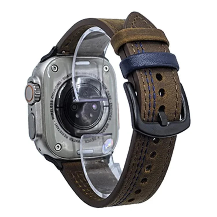 7줄 트라이스타 버클 당김 가죽 시계줄, 애플 워치 46mm / 49mm / 45mm / 44mm용, 애플 워치 42mm / 41mm / 40mm / 38mm용