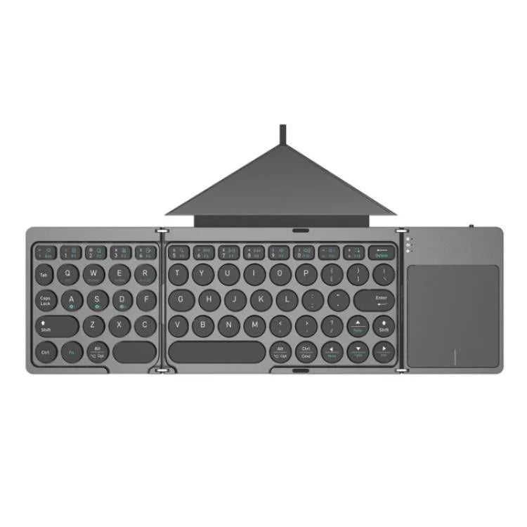 KF86 MAX Foldable Wireless Bluetooth-Compatible Keyboard With Touchpad + Leather Case, With Touchpad + Leather Case