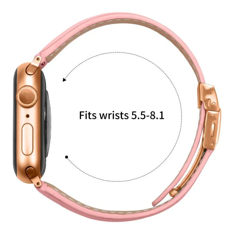 리치 텍스처 로즈 골드 터틀백 버클 가죽 시계줄, 애플 워치 46mm / 49mm / 45mm / 44mm용, 애플 워치 42mm / 41mm / 40mm / 38mm용