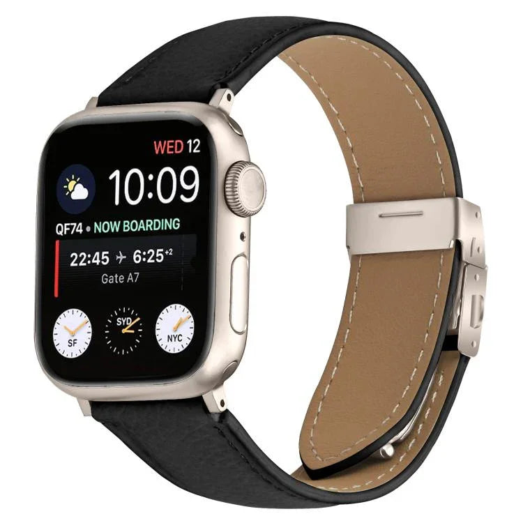 리치 텍스처 스타라이트 터틀백 버클 가죽 시계줄, 애플 워치 46mm / 49mm / 45mm / 44mm용, 애플 워치 42mm / 41mm / 40mm / 38mm용