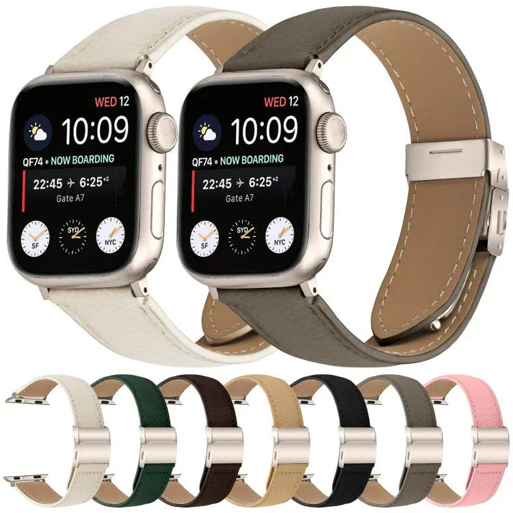 리치 텍스처 스타라이트 터틀백 버클 가죽 시계줄, 애플 워치 46mm / 49mm / 45mm / 44mm용, 애플 워치 42mm / 41mm / 40mm / 38mm용