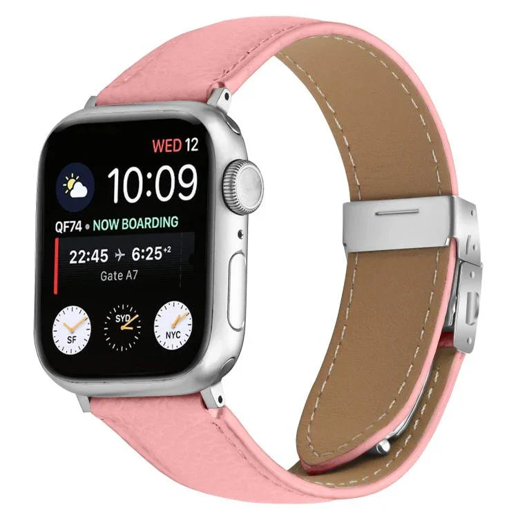 리치 텍스처 실버 터틀백 버클 가죽 시계줄, 애플 워치 46mm / 49mm / 45mm / 44mm용, 애플 워치 42mm / 41mm / 40mm / 38mm용