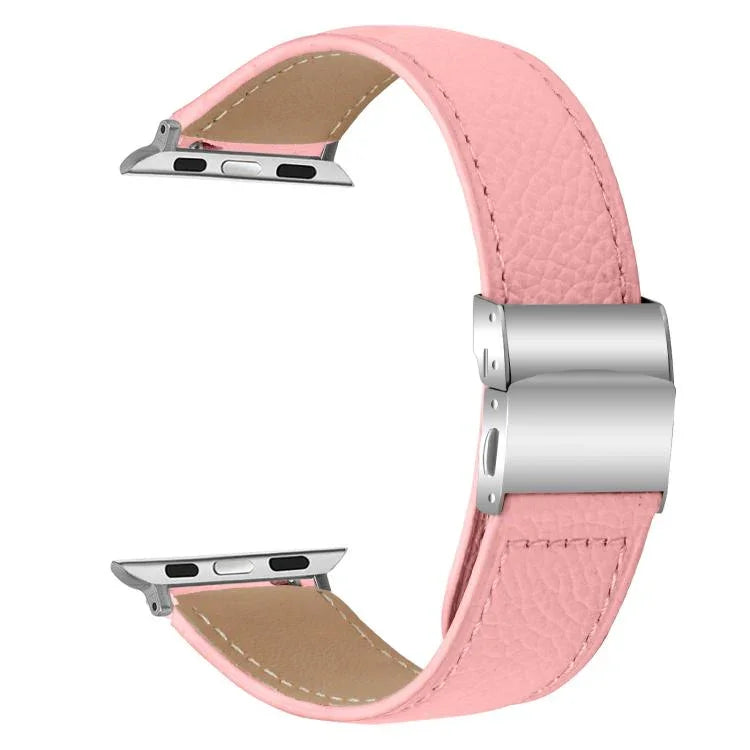 리치 텍스처 실버 터틀백 버클 가죽 시계줄, 애플 워치 46mm / 49mm / 45mm / 44mm용, 애플 워치 42mm / 41mm / 40mm / 38mm용