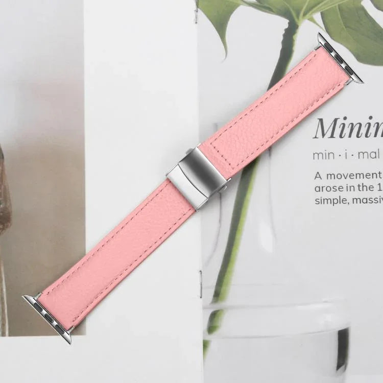 리치 텍스처 실버 터틀백 버클 가죽 시계줄, 애플 워치 46mm / 49mm / 45mm / 44mm용, 애플 워치 42mm / 41mm / 40mm / 38mm용