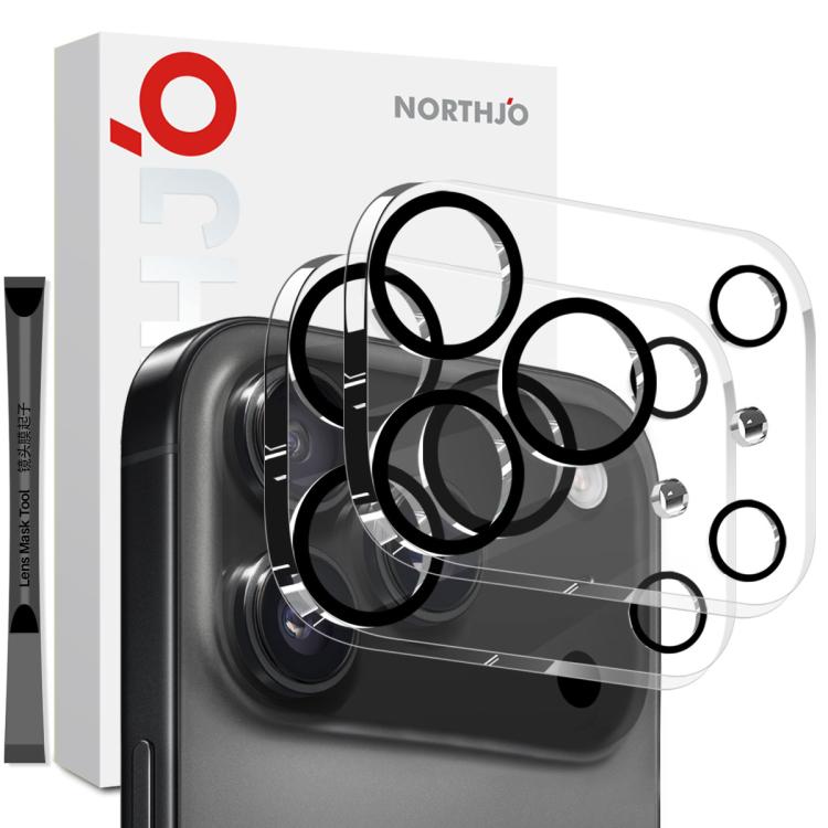 2개입 NORTHJO 카메라 렌즈 보호기 3D 야간 촬영 강화유리 필름, 아이폰 17 Pro Max용, 아이폰 17 Pro용, 아이폰 17용, 아이폰 Air용