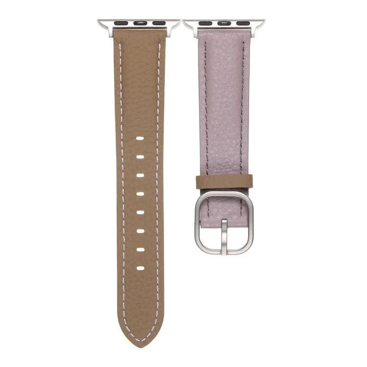 스퀘어 버클 리치 텍스처 천연 가죽 시계줄, 애플 워치 46mm / 49mm / 45mm / 44mm용, 애플 워치 42mm / 41mm / 40mm / 38mm용