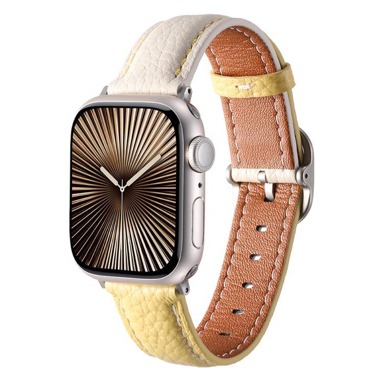 스퀘어 버클 리치 텍스처 천연 가죽 시계줄, 애플 워치 46mm / 49mm / 45mm / 44mm용, 애플 워치 42mm / 41mm / 40mm / 38mm용
