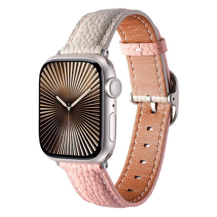 스퀘어 버클 리치 텍스처 천연 가죽 시계줄, 애플 워치 46mm / 49mm / 45mm / 44mm용, 애플 워치 42mm / 41mm / 40mm / 38mm용