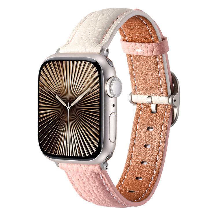 스퀘어 버클 리치 텍스처 천연 가죽 시계줄, 애플 워치 46mm / 49mm / 45mm / 44mm용, 애플 워치 42mm / 41mm / 40mm / 38mm용