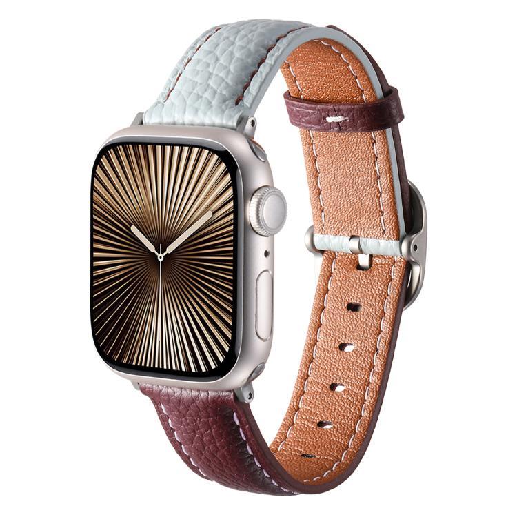 스퀘어 버클 리치 텍스처 천연 가죽 시계줄, 애플 워치 46mm / 49mm / 45mm / 44mm용, 애플 워치 42mm / 41mm / 40mm / 38mm용