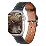 스퀘어 버클 리치 텍스처 천연 가죽 시계줄, 애플 워치 46mm / 49mm / 45mm / 44mm용, 애플 워치 42mm / 41mm / 40mm / 38mm용