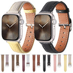 스퀘어 버클 리치 텍스처 천연 가죽 시계줄, 애플 워치 46mm / 49mm / 45mm / 44mm용, 애플 워치 42mm / 41mm / 40mm / 38mm용