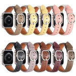 스퀘어 버클 리치 텍스처 천연 가죽 시계줄, 애플 워치 46mm / 49mm / 45mm / 44mm용, 애플 워치 42mm / 41mm / 40mm / 38mm용