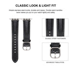 스퀘어 버클 리치 텍스처 천연 가죽 시계줄, 애플 워치 46mm / 49mm / 45mm / 44mm용, 애플 워치 42mm / 41mm / 40mm / 38mm용
