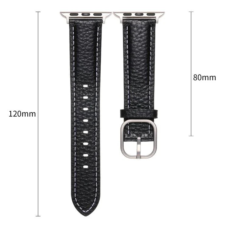 스퀘어 버클 리치 텍스처 천연 가죽 시계줄, 애플 워치 46mm / 49mm / 45mm / 44mm용, 애플 워치 42mm / 41mm / 40mm / 38mm용