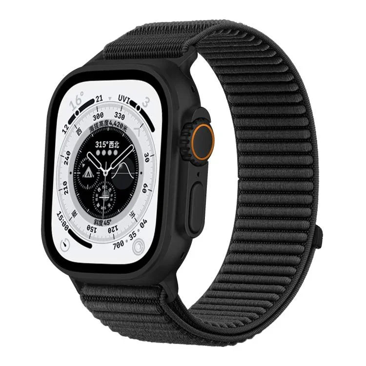 직조 나일론 후크 앤 루프 패스너 메탈 인터페이스 시계줄, 애플 워치 46mm / 49mm / 45mm / 44mm용, 애플 워치 42mm / 41mm / 40mm / 38mm용