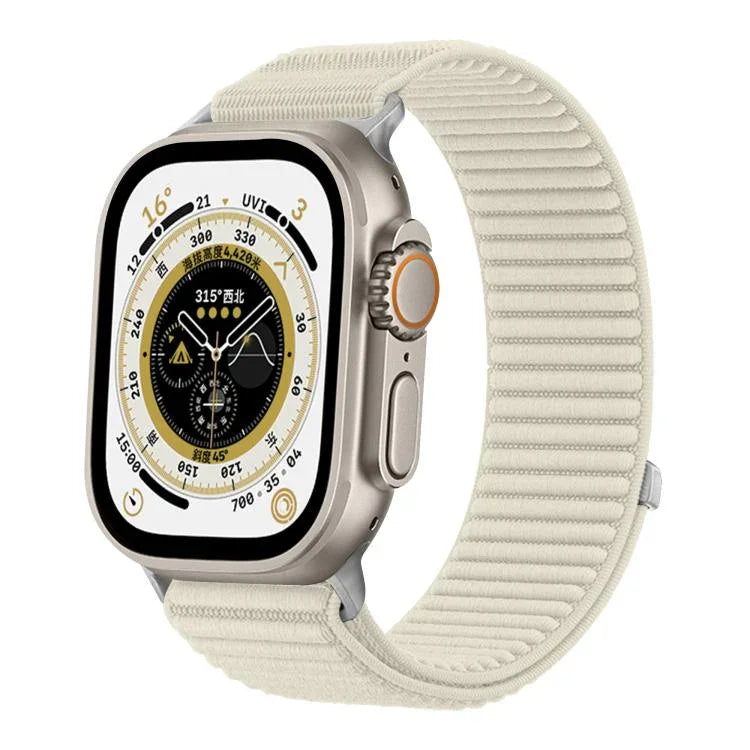 직조 나일론 후크 앤 루프 패스너 메탈 인터페이스 시계줄, 애플 워치 46mm / 49mm / 45mm / 44mm용, 애플 워치 42mm / 41mm / 40mm / 38mm용