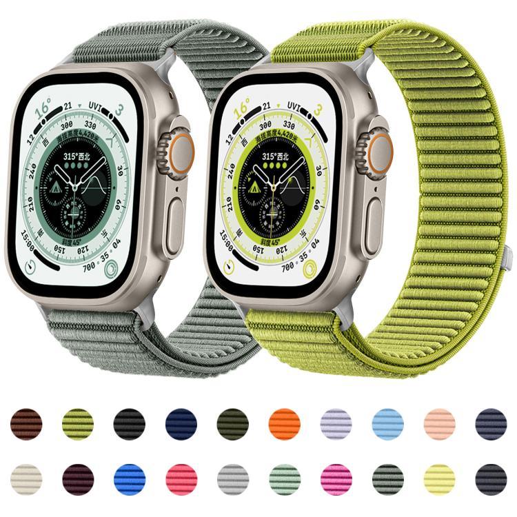 직조 나일론 후크 앤 루프 패스너 메탈 인터페이스 시계줄, 애플 워치 46mm / 49mm / 45mm / 44mm용, 애플 워치 42mm / 41mm / 40mm / 38mm용