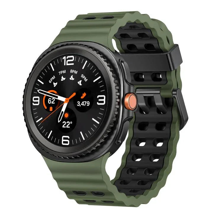 Ocean Style Quick Release Buckle Two Color Silicone Watch Band, For Samsung Galaxy Watch8 / Watch8 Classic