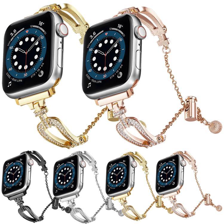 U자형 다이아몬드 팔찌 아연 합금 시계줄, 애플 워치 46mm / 49mm / 45mm / 44mm용, 애플 워치 42mm / 41mm / 40mm / 38mm용