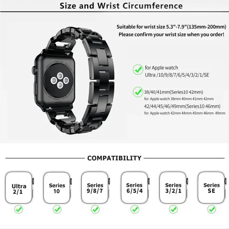스퀘어 다이아몬드 아연 합금 시계줄, 애플 워치 46mm / 49mm / 45mm / 44mm용, 애플 워치 42mm / 41mm / 40mm / 38mm용