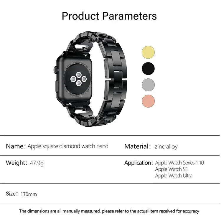 스퀘어 다이아몬드 아연 합금 시계줄, 애플 워치 46mm / 49mm / 45mm / 44mm용, 애플 워치 42mm / 41mm / 40mm / 38mm용