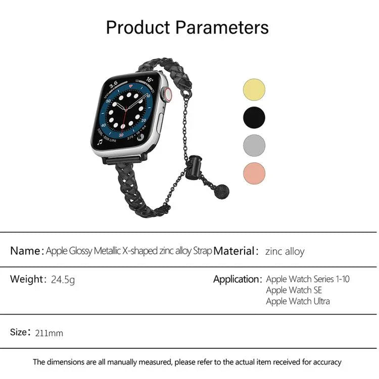 브레이드 메탈 광택 아연 합금 시계줄, 애플 워치 46mm / 49mm / 45mm / 44mm용, 애플 워치 42mm / 41mm / 40mm / 38mm용