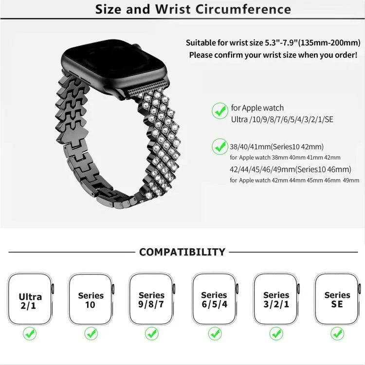 로믹 다이아몬드 아연 합금 시계줄, 애플 워치 46mm / 49mm / 45mm / 44mm용, 애플 워치 42mm / 41mm / 40mm / 38mm용