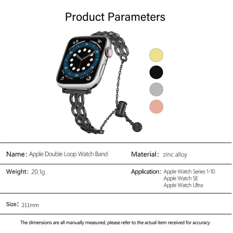 더블 링 체인 아연 합금 시계줄, 애플 워치 46mm / 49mm / 45mm / 44mm용, 애플 워치 42mm / 41mm / 40mm / 38mm용