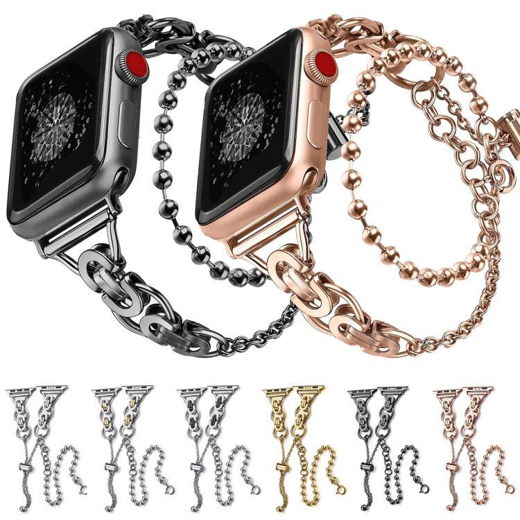 더블 서클 비즈 체인 아연 합금 시계줄, 애플 워치 46mm / 49mm / 45mm / 44mm용, 애플 워치 42mm / 41mm / 40mm / 38mm용