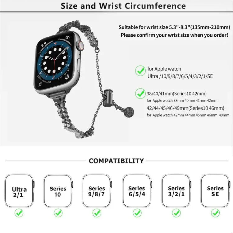 윙스 크러쉬드 다이아몬드 아연 합금 시계줄, 애플 워치 46mm / 49mm / 45mm / 44mm용, 애플 워치 42mm / 41mm / 40mm / 38mm용