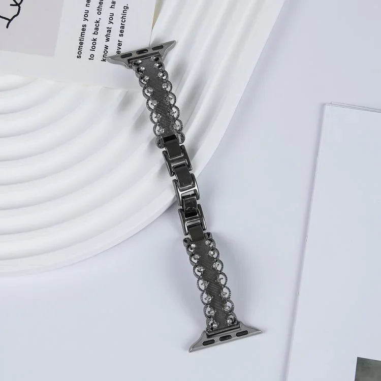 레이스 가장자리 다이아몬드 합금 메탈 시계줄, 애플 워치 46mm / 49mm / 45mm / 44mm용, 애플 워치 42mm / 41mm / 40mm / 38mm용