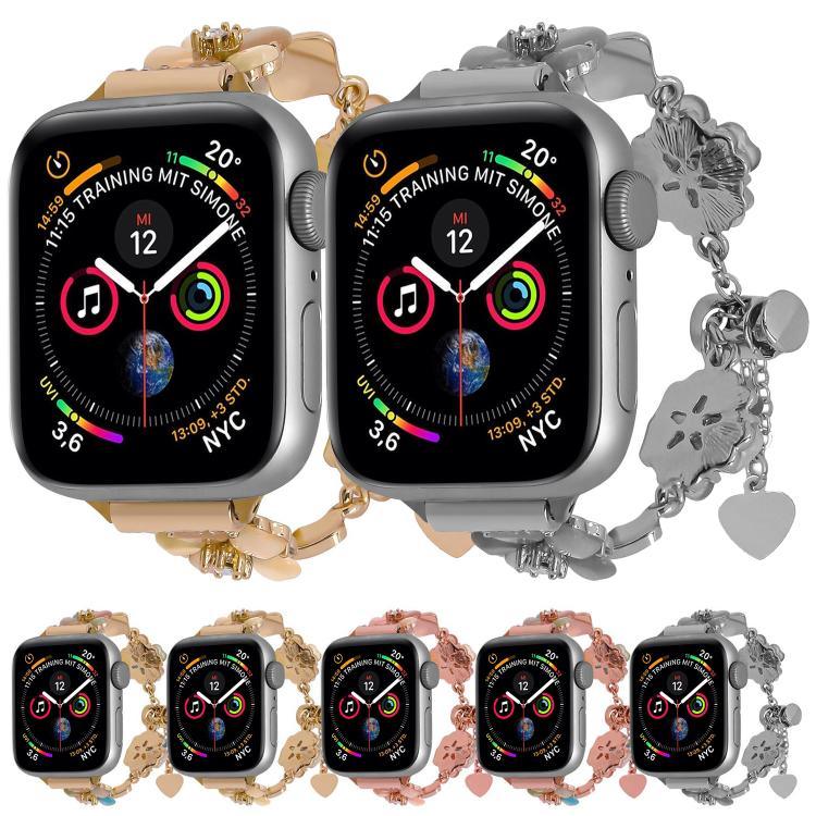 네잎 클로버 체인 합금 시계줄, 애플 워치 46mm / 49mm / 45mm / 44mm용, 애플 워치 42mm / 41mm / 40mm / 38mm용