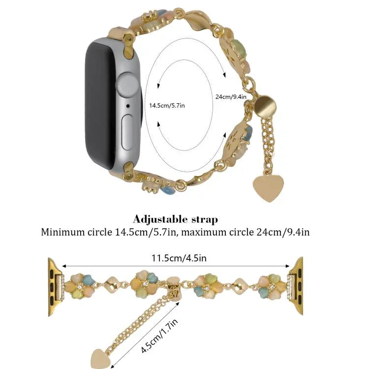 네잎 클로버 체인 합금 시계줄, 애플 워치 46mm / 49mm / 45mm / 44mm용, 애플 워치 42mm / 41mm / 40mm / 38mm용