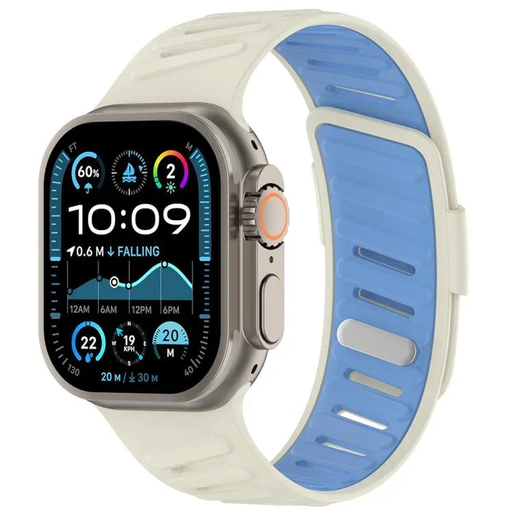 사선 버클 통기성 투톤 실리콘 시계줄, 애플 워치 46mm / 49mm / 45mm / 44mm용