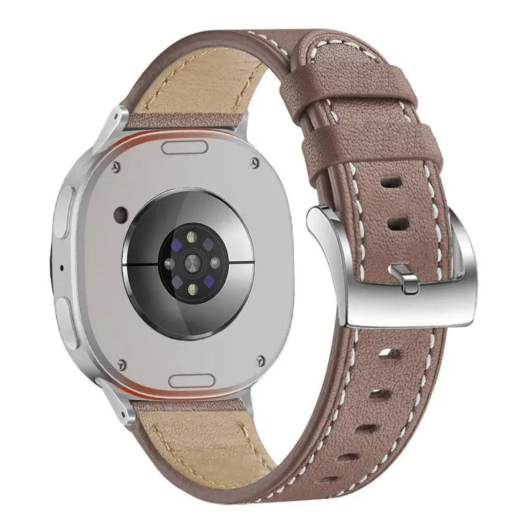 Round Tail Square Buckle Leather Watch Band, For Samsung Galaxy Watch8 / Watch8 Classic