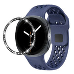 Diamond Bezel and Black Reverse Buckle Silicone Watch Band, For Samsung Galaxy Watch8 44mm, For Samsung Galaxy Watch8 40mm