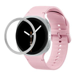 Rhombic Texture Bezel and Solid Color Stitched Silicone Watch Band, For Samsung Galaxy Watch8 44mm, For Samsung Galaxy Watch8 40mm