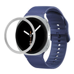 Rhombic Texture Bezel and Solid Color Stitched Silicone Watch Band, For Samsung Galaxy Watch8 44mm, For Samsung Galaxy Watch8 40mm