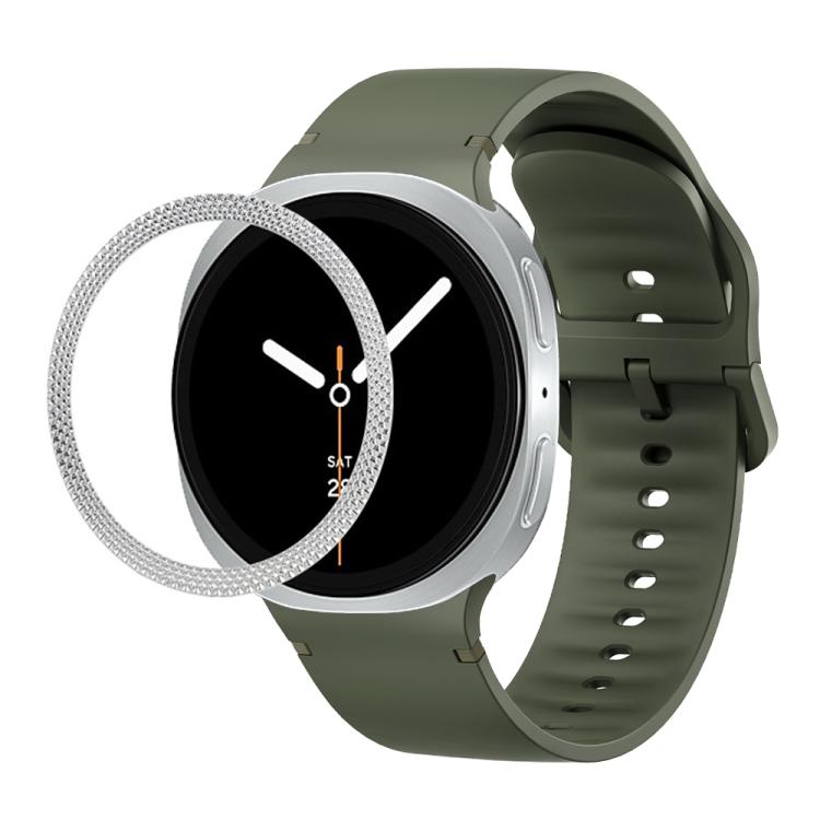 Rhombic Texture Bezel and Solid Color Stitched Silicone Watch Band, For Samsung Galaxy Watch8 44mm, For Samsung Galaxy Watch8 40mm