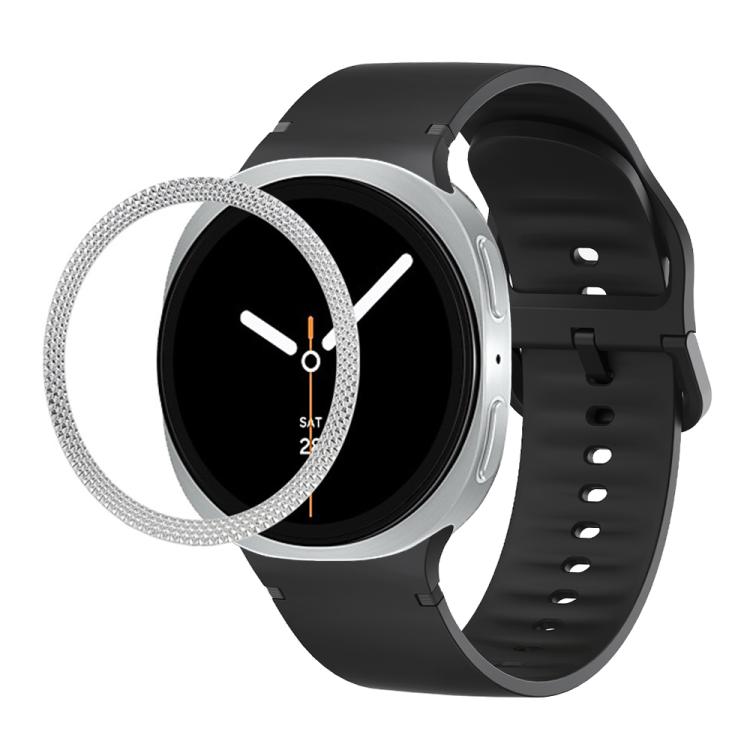 Rhombic Texture Bezel and Solid Color Stitched Silicone Watch Band, For Samsung Galaxy Watch8 44mm, For Samsung Galaxy Watch8 40mm