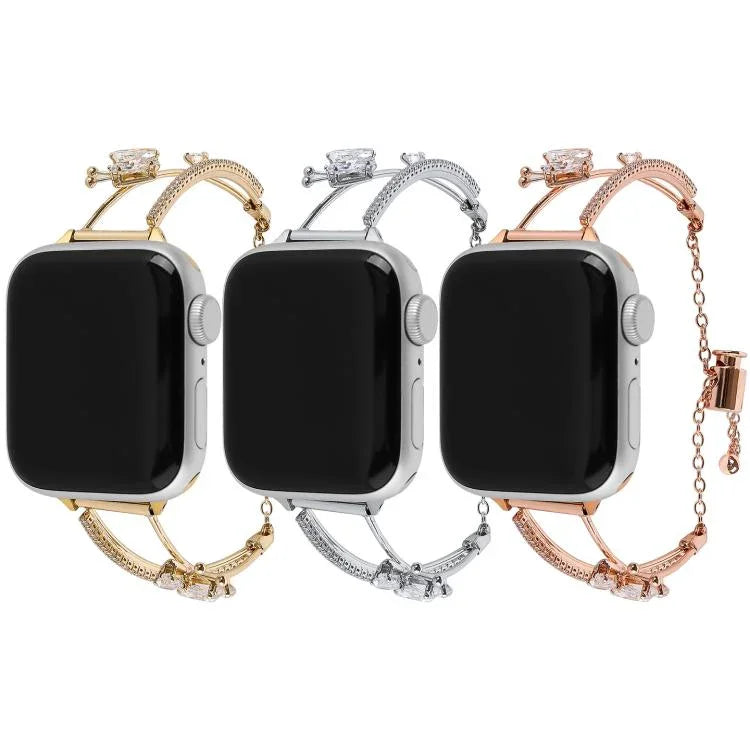 구리 인레이 나비 지르콘 팔찌 시계줄, 애플 워치 46mm / 49mm / 45mm / 44mm용, 애플 워치 42mm / 41mm / 40mm / 38mm용
