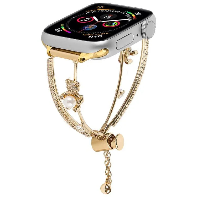 구리 인레이 베어 지르콘 팔찌 시계줄, Apple Watch 46mm / 49mm / 45mm / 44mm용, Apple Watch 42mm / 41mm / 40mm / 38mm용