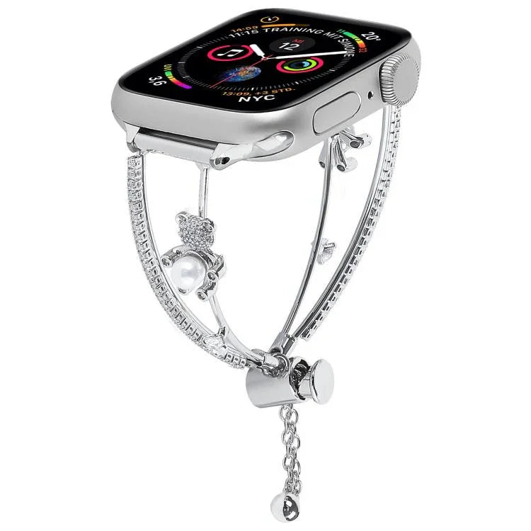 구리 인레이 베어 지르콘 팔찌 시계줄, Apple Watch 46mm / 49mm / 45mm / 44mm용, Apple Watch 42mm / 41mm / 40mm / 38mm용