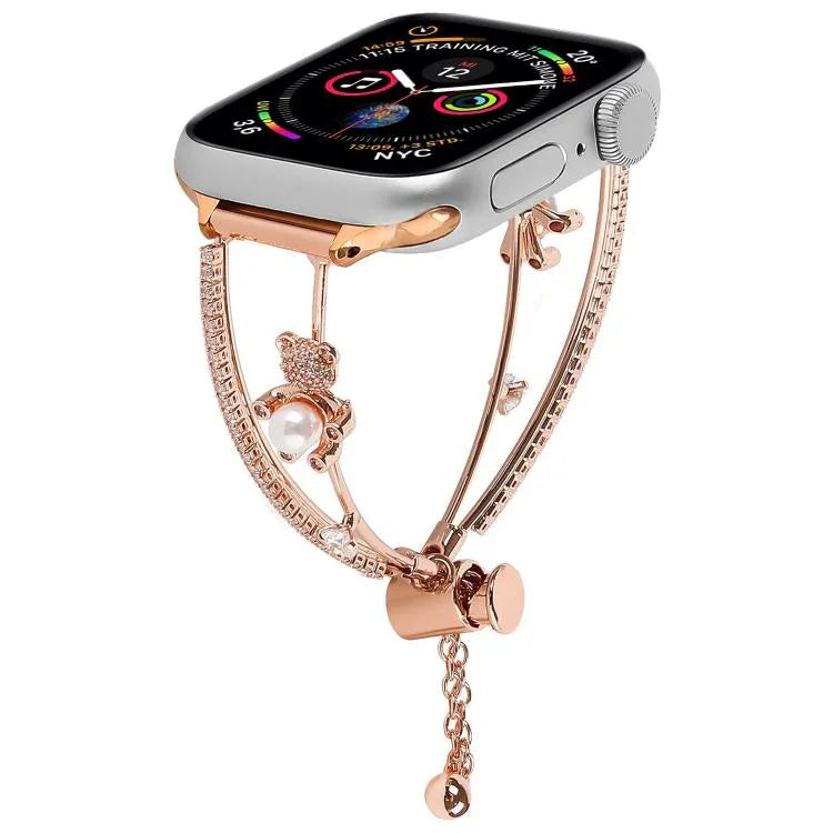 구리 인레이 베어 지르콘 팔찌 시계줄, Apple Watch 46mm / 49mm / 45mm / 44mm용, Apple Watch 42mm / 41mm / 40mm / 38mm용
