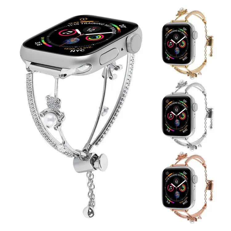 구리 인레이 베어 지르콘 팔찌 시계줄, Apple Watch 46mm / 49mm / 45mm / 44mm용, Apple Watch 42mm / 41mm / 40mm / 38mm용