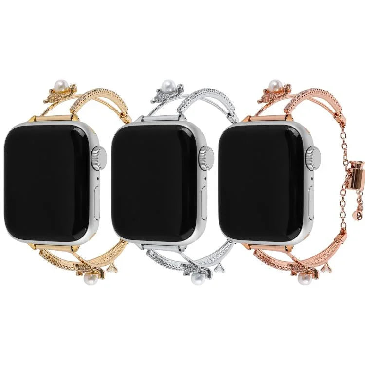 구리 인레이 베어 지르콘 팔찌 시계줄, Apple Watch 46mm / 49mm / 45mm / 44mm용, Apple Watch 42mm / 41mm / 40mm / 38mm용