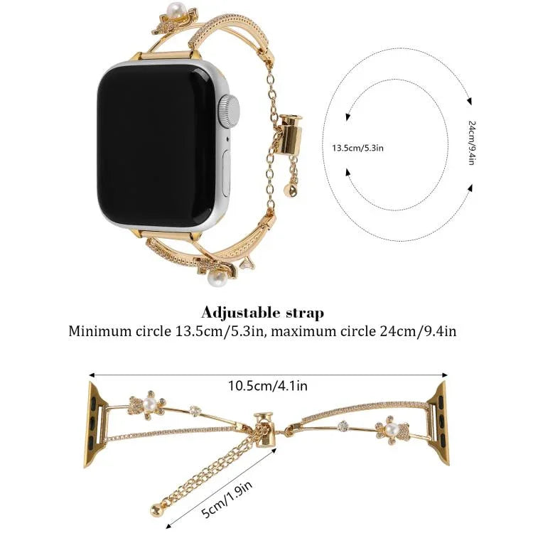구리 인레이 베어 지르콘 팔찌 시계줄, Apple Watch 46mm / 49mm / 45mm / 44mm용, Apple Watch 42mm / 41mm / 40mm / 38mm용