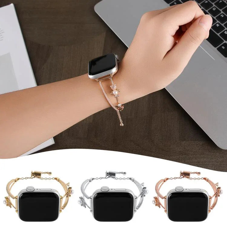 구리 인레이 베어 지르콘 팔찌 시계줄, Apple Watch 46mm / 49mm / 45mm / 44mm용, Apple Watch 42mm / 41mm / 40mm / 38mm용